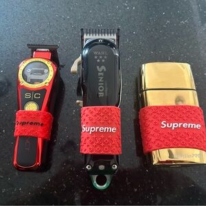 Trimmer clipper and shaver Grips.Non Slip bands set of 3 (red)